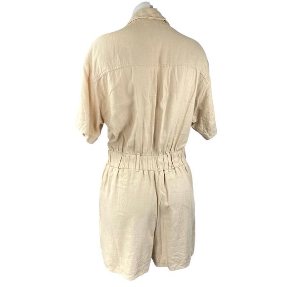Abercrombie & Fitch Cream Beige Utility Short Sleeve Button Up Romper Shorts S - Picture 2 of 4